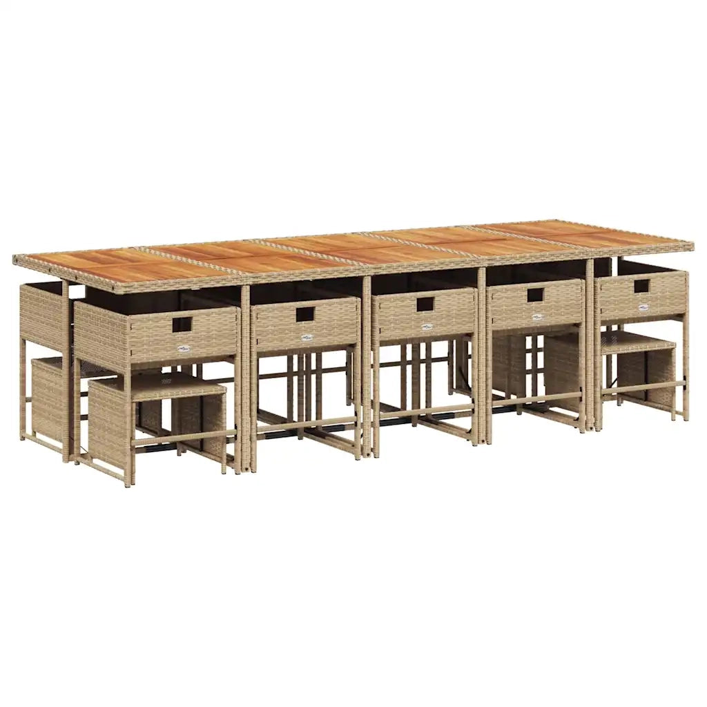Set da Pranzo da Giardino 15 pz con Cuscini Beige in Polyrattan 3211360
