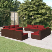Set Divani da Giardino 12 pz con Cuscini in Polyrattan Marrone cod mxl 34781