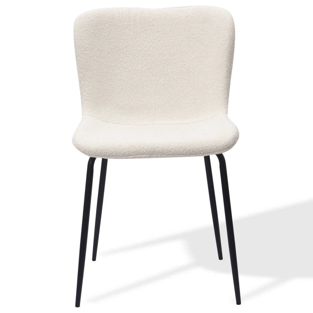 SEDIA Schienale alto rotondo Set da 2 pezzi Tessuto Bianco Metallo