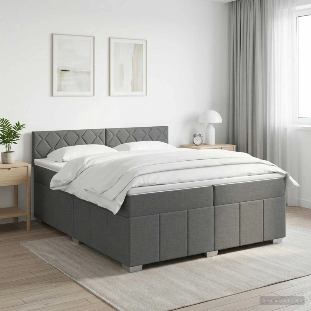 Letto box spring con materasso Grigio Scuro 200 x 200 cm 3451298