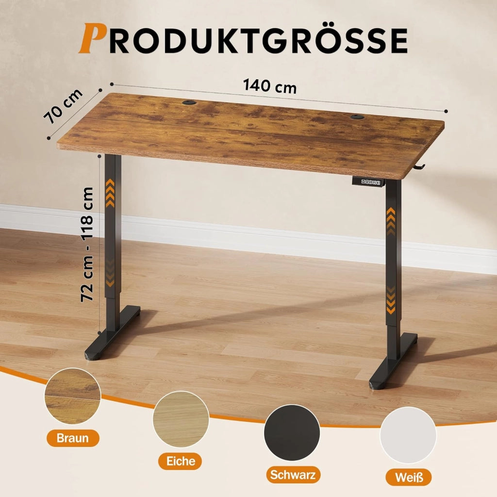 Scrivania regolabile in altezza ¨C zephmum ¨C 160x70 cm, legno, marrone