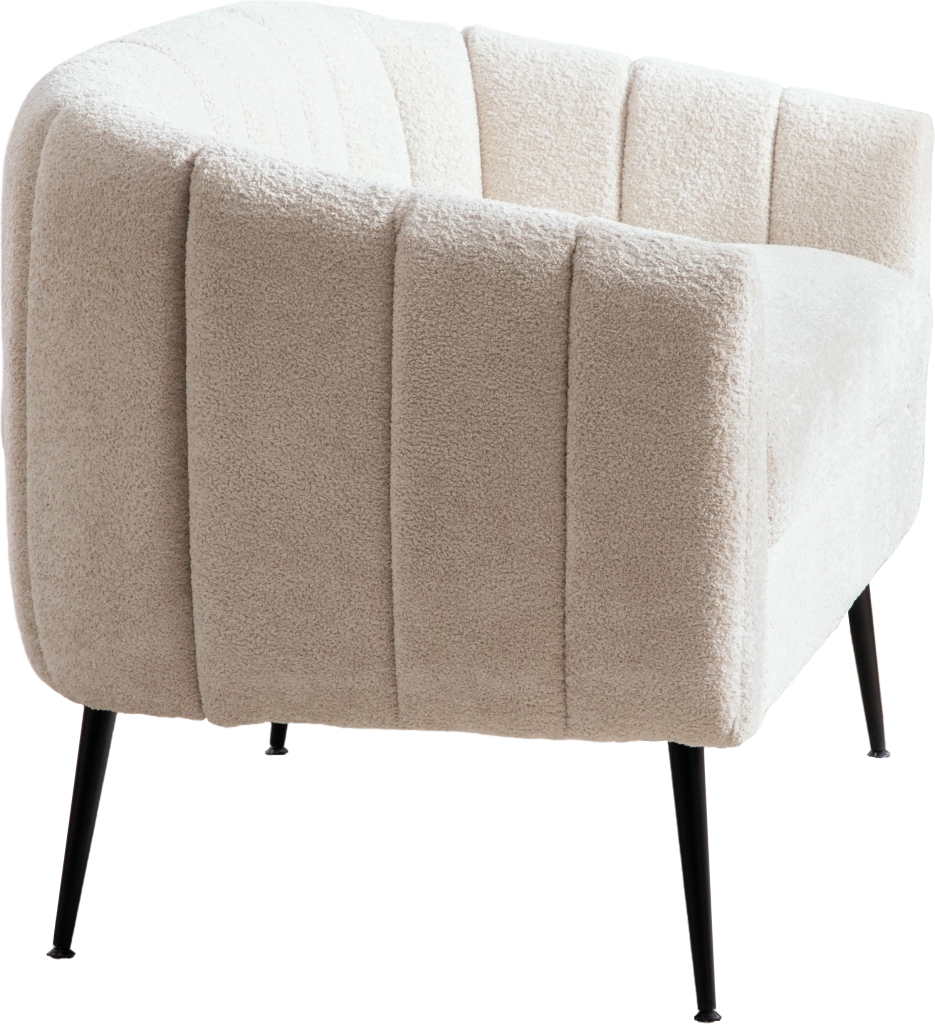 Divano 2 Posti Chaise in Velluto Chenille ¨C MINIMAL ¨C Beige, Gambe in Metallo