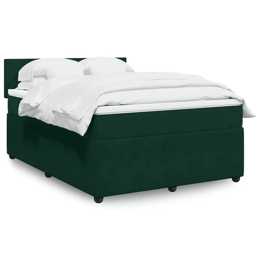 Giroletto a Molle con Materasso Verde Scuro 140x190 cm Velluto 3290031