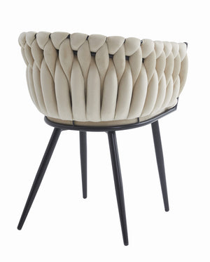 Sedia Valora MAYAN in velluto beige con gambe nere