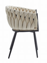 Sedia Valora MAYAN in velluto beige con gambe nere