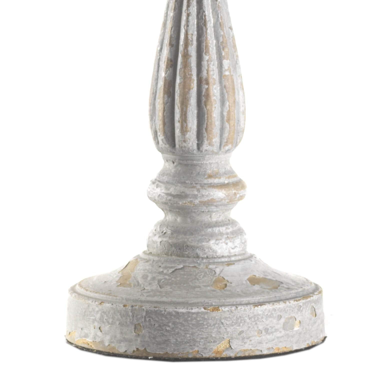 ONLI - Lampada da tavolo in legno invecchiato con paralume in tessuto beige