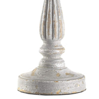 ONLI - Lampada da tavolo in legno invecchiato con paralume in tessuto beige