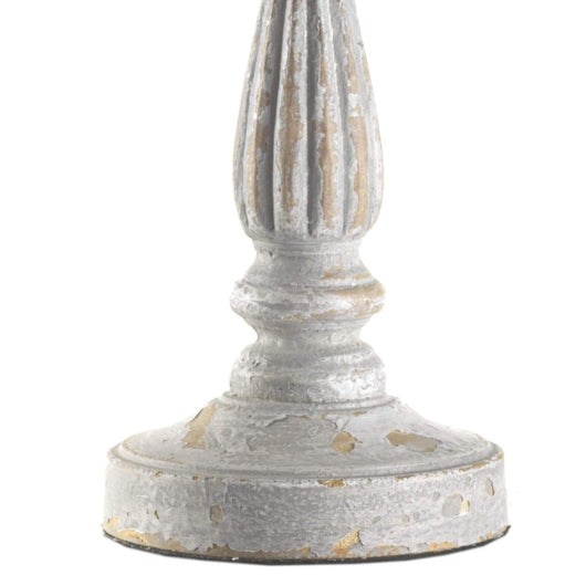 ONLI - Lampada da tavolo in legno invecchiato con paralume in tessuto beige