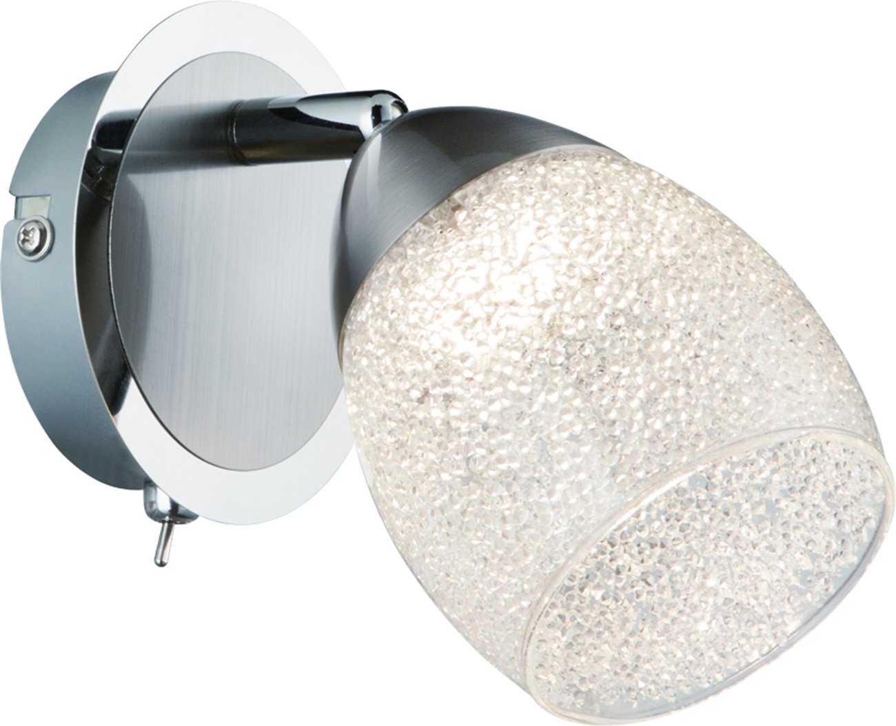 ONLI - Applique LED moderna 5W 1 luce con interruttore Base metallo e vetro cristallo bianco