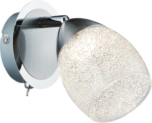 ONLI - Applique LED moderna 5W 1 luce con interruttore Base metallo e vetro cristallo bianco