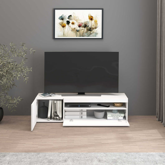 WHOUS Mobile Porta TV Bianco Lucido, Made in Italy DIMENSIONI: 130x40x36 cm