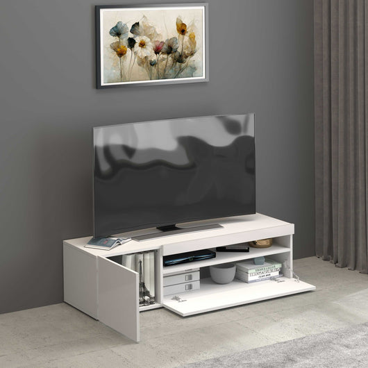 WHOUS Mobile Porta TV Bianco Lucido, Made in Italy DIMENSIONI: 130x40x36 cm