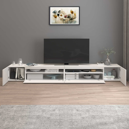WHOUS Mobile Porta TV Bianco Lucido, Made in Italy DIMENSIONI: 260x40x36 cm