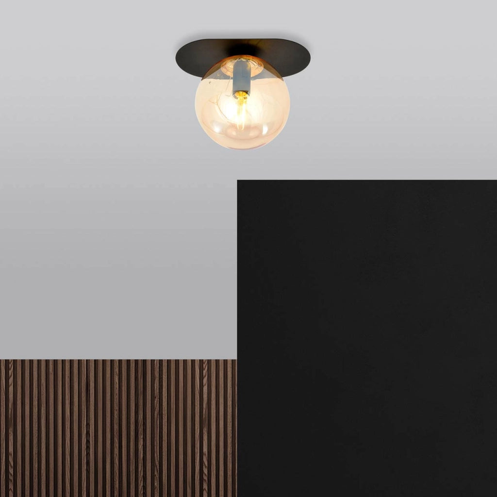 Plafoniera Emibig Plaza 1xE14 metallo nero/miele IP20