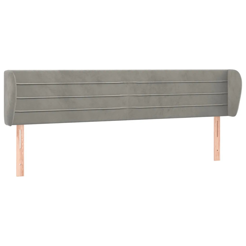 Testiera | Testata ad Orecchio Grigio Chiaro 163x23x78/88 cm in Velluto