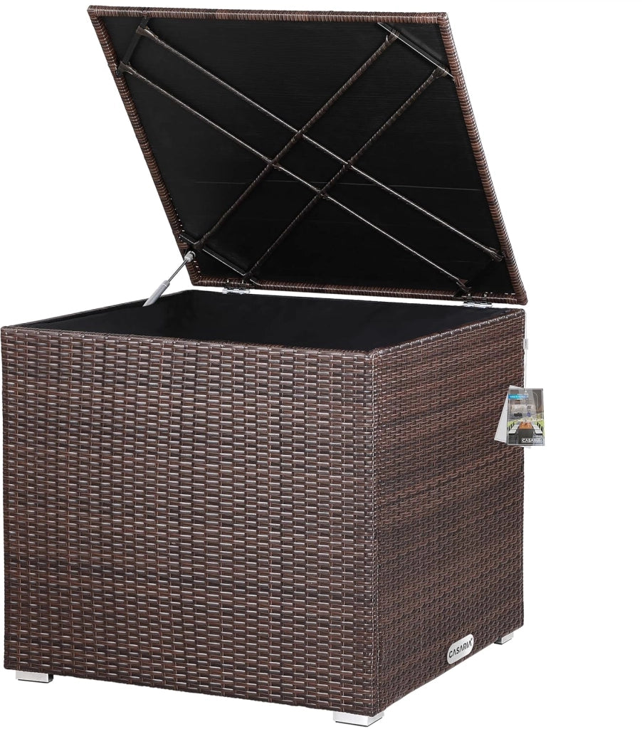 ® Baule da Giardino 318 L Impermeabile 75x75x70cm Contenitore Esterno Polyrattan Marrone