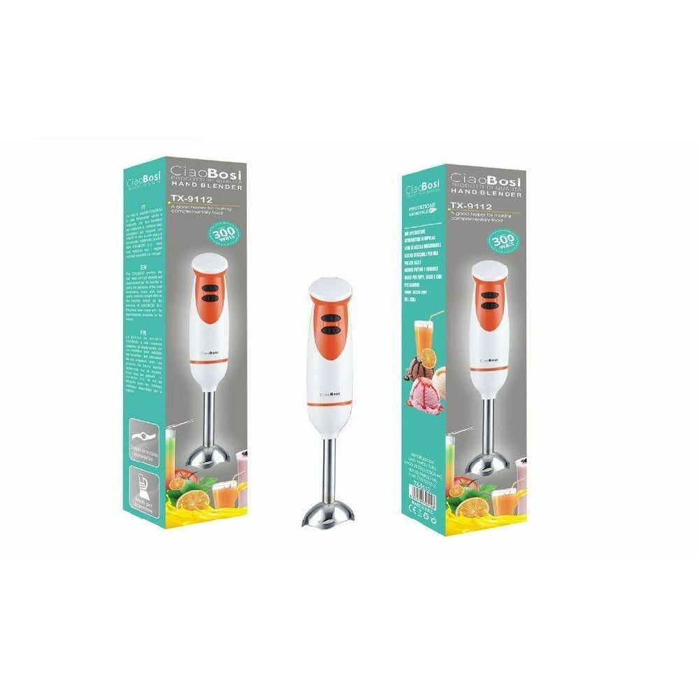 Trade Shop - Frullatore Mixer A Immersione 300w Lame Acciaio 2 Velocità Cucina Trita Tx-9112 -