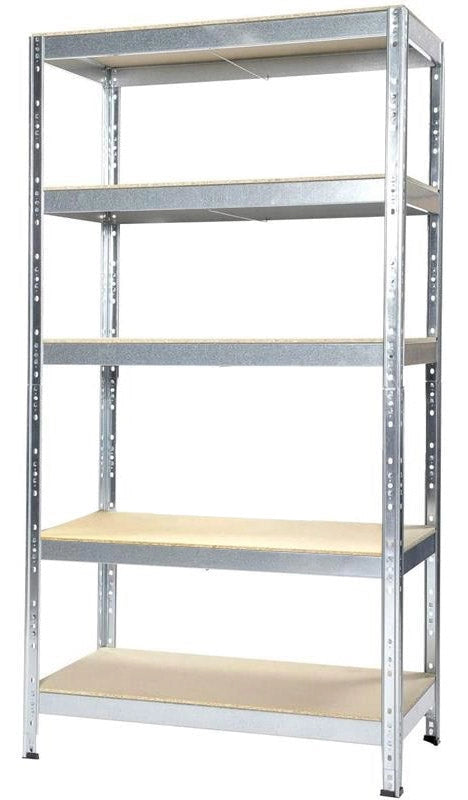 Scaffale in Metallo 5 Ripiani in Legno Truciolato 90x40x176 cm Joker Zincato