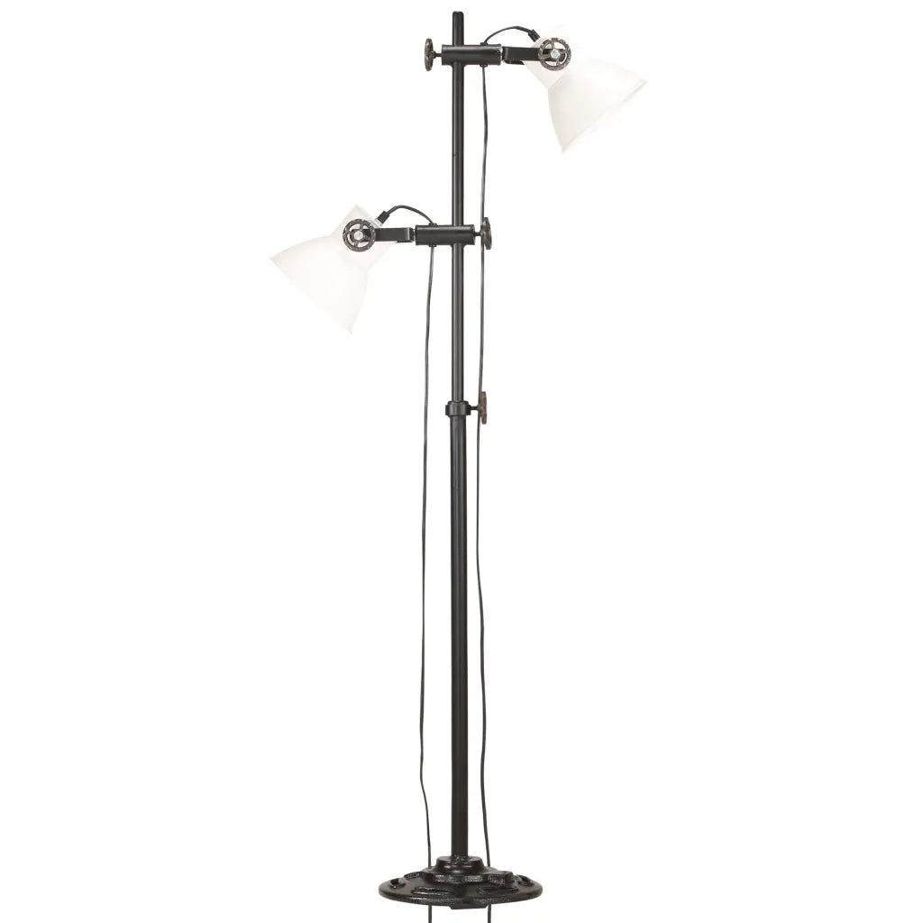 Lampada da Pavimento con 2 Paralumi Bianca E27 in Ghisa cod mxl 72895