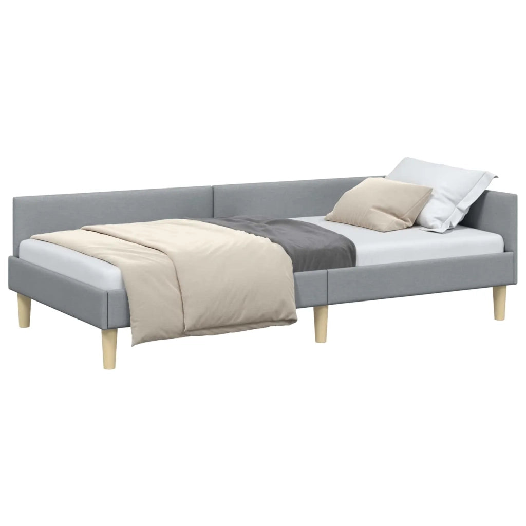 Cornice del letto ad angolo Grigio chiaro 90 x 190 cm Tessuto 42016109