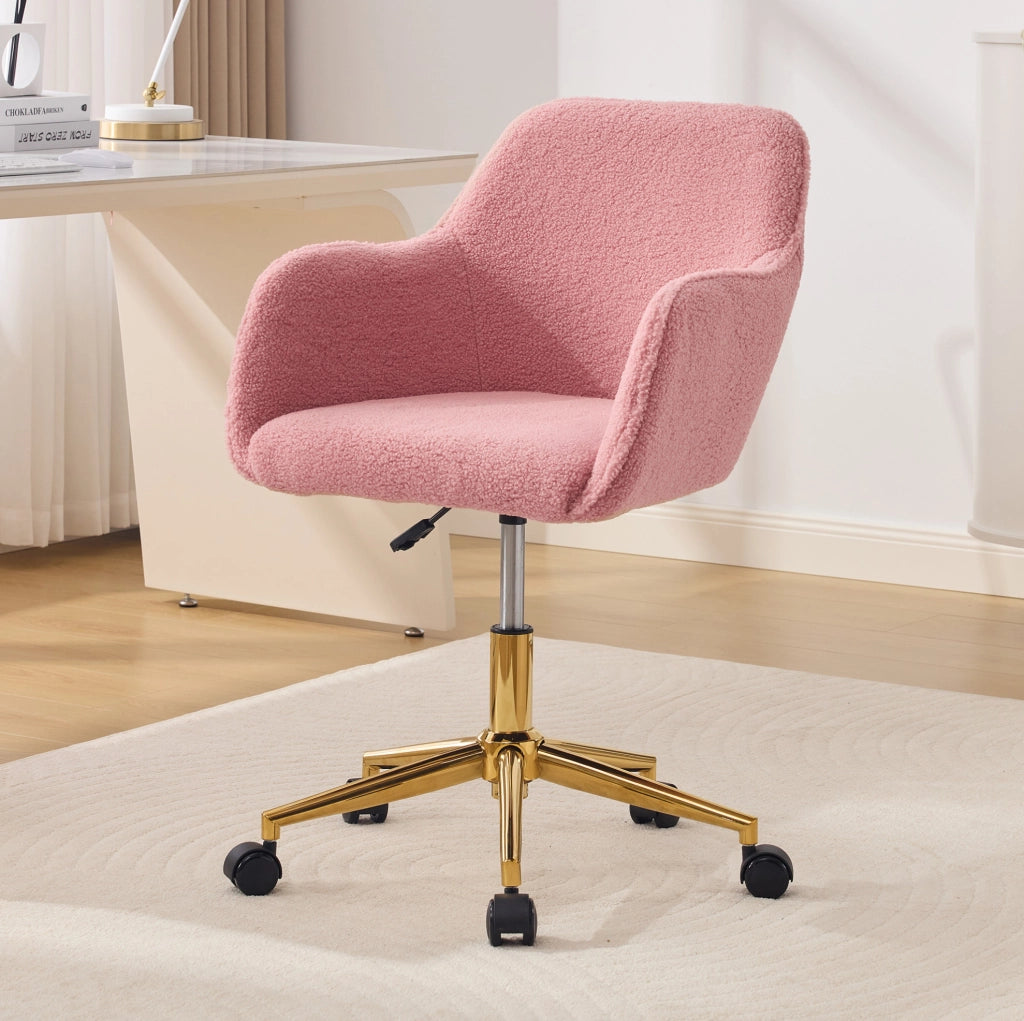 Sedia da ufficio Teddy rosa regolabile e girevole a 360°
