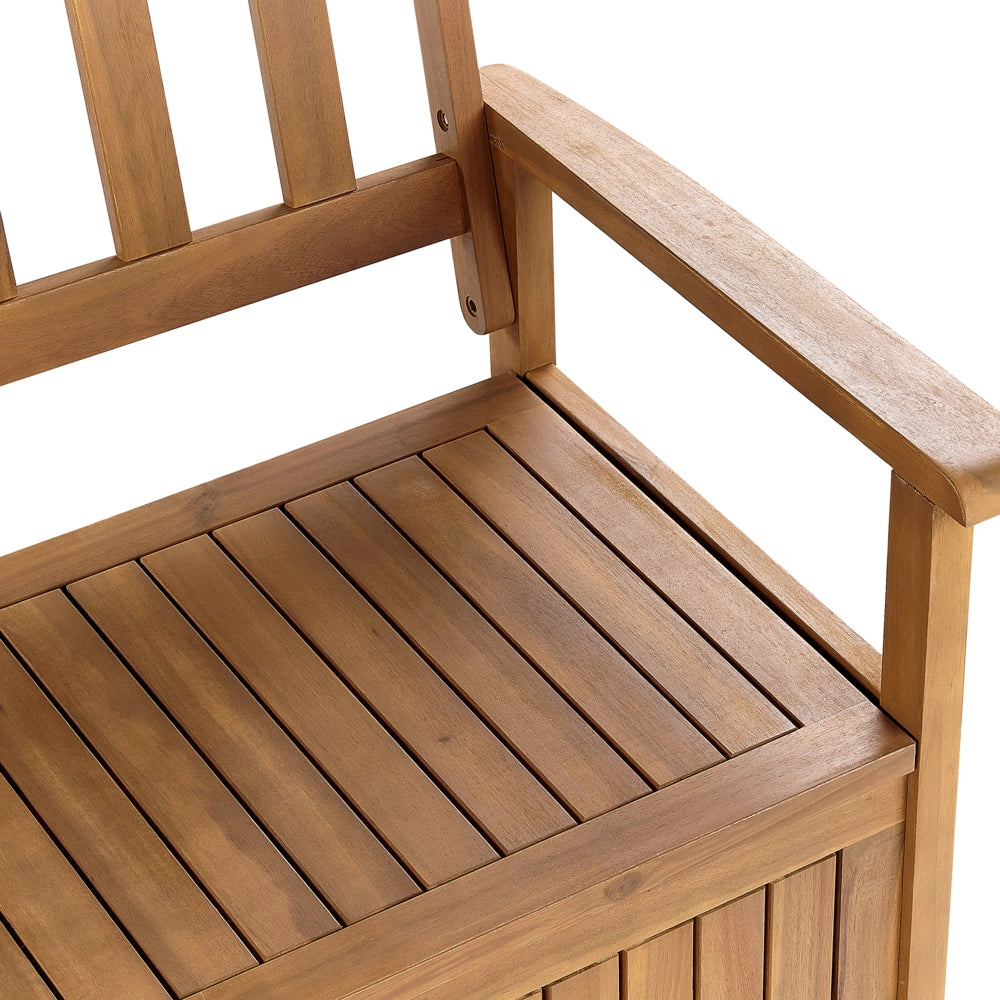 Panca da giardino con contenitore in legno di acacia di colore chiaro 160 cm esterno terrazzo
