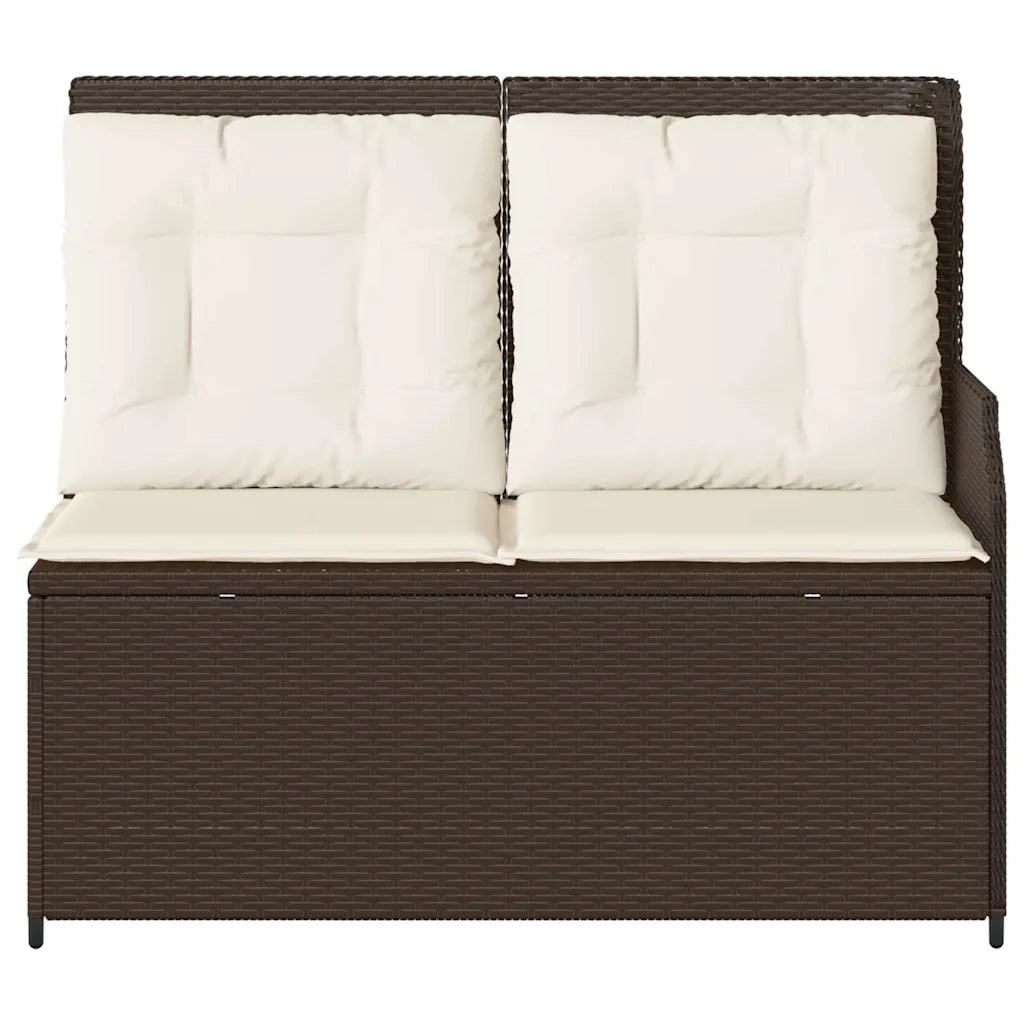 Panca Reclinabile da Giardino con Cuscini Marrone in Polyrattan 368938