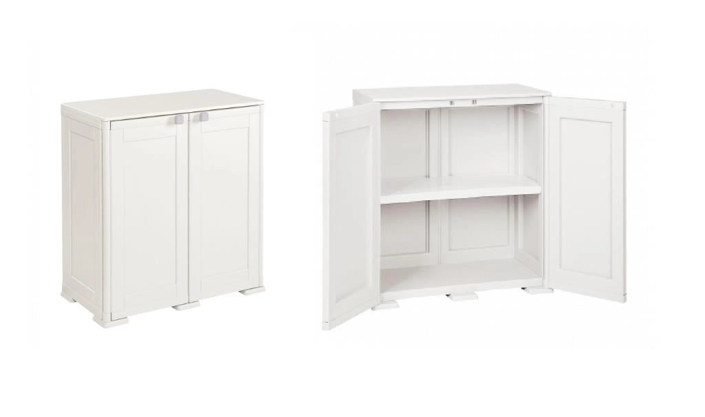 Mobile da Esterno o Interno in Resina Arianna Panna 1 Ripiano 79 x 43 x 85,5 cm