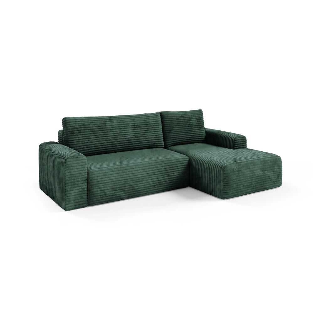 Folgarida, Divano Letto con Penisola Contenitore, 268x163 cm Verde