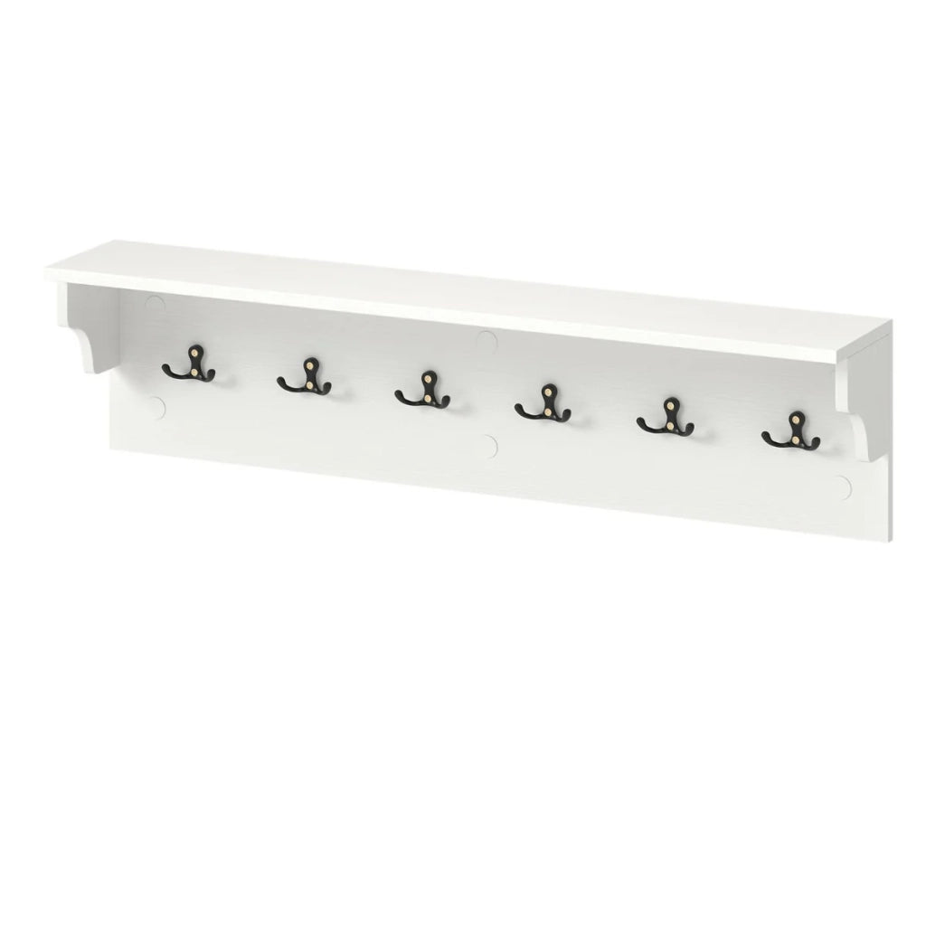 Appendiabiti da parete con ripiano 80 x 14 x 20 cm spazio organizzato design aperto legno bianco 20_0018220