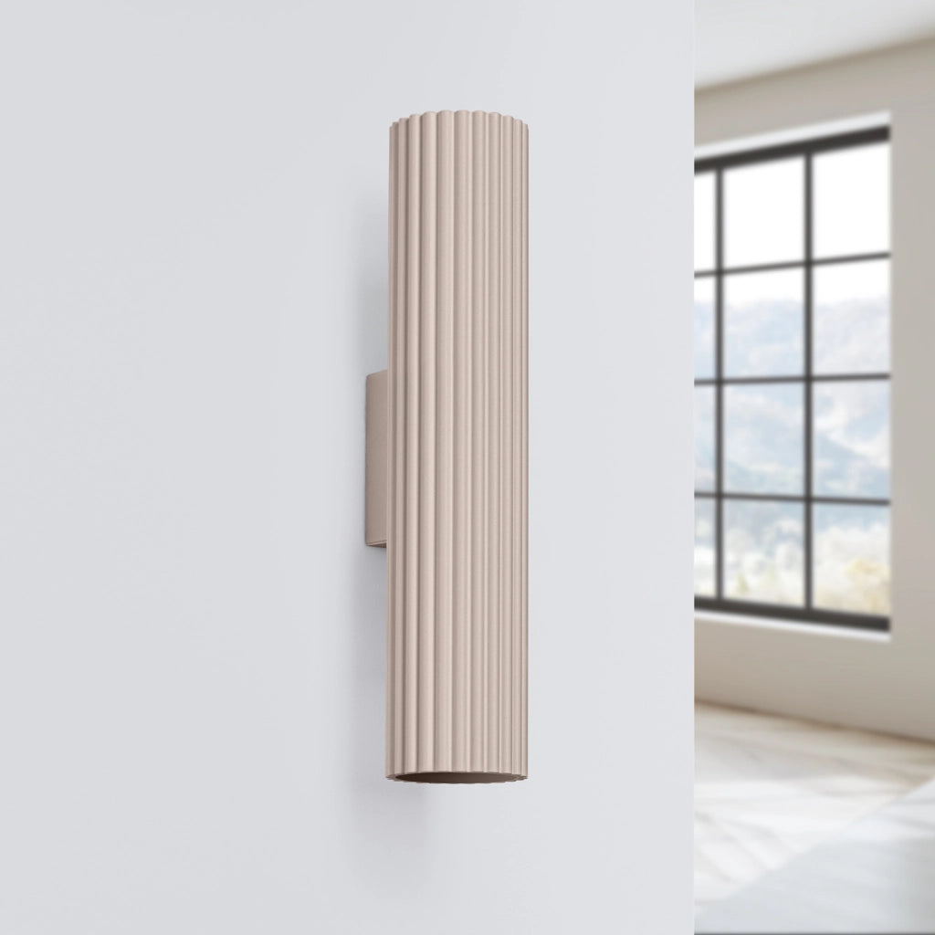 Applique moderna taupe tubo rigato 30cm su/giù 2xGU10