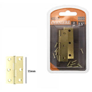 Trade Shop - Set 2 Pezzi Cerniere In Ottone Per Porte Mobili Armadi Sportelli Ante 55mm 69039 -