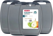 Antibacteriale set di piatti per colazione, plastica, con 4 piatti, set di piatti per tagliere con superficie antiscivolo, resistente alla lavastoviglie, con canale per succhi di frutta, senza BPA