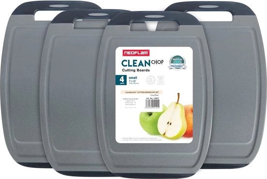 Antibacteriale set di piatti per colazione, plastica, con 4 piatti, set di piatti per tagliere con superficie antiscivolo, resistente alla lavastoviglie, con canale per succhi di frutta, senza BPA
