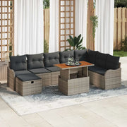 Set Divano da Giardino 9 pcs Grigio polyrattan