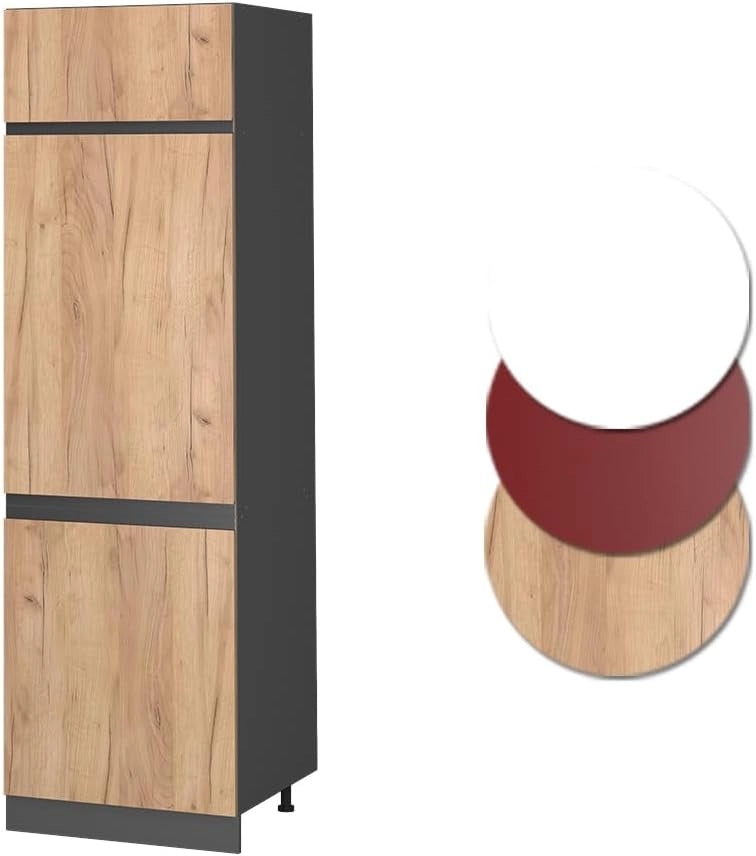 Armadio frigorifero R-Line, Quercia dorata, 60 cm Forma a J, per la libera combinazione all'interno di sistemi cucina modulari