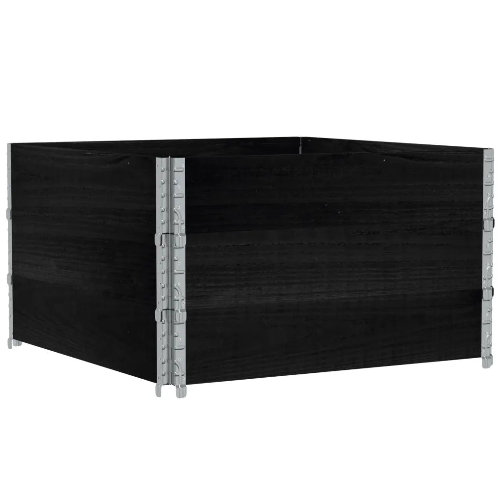 Paretali per Pallet 3 pz Neri 100x100cm Legno Massello di Pino 3295375