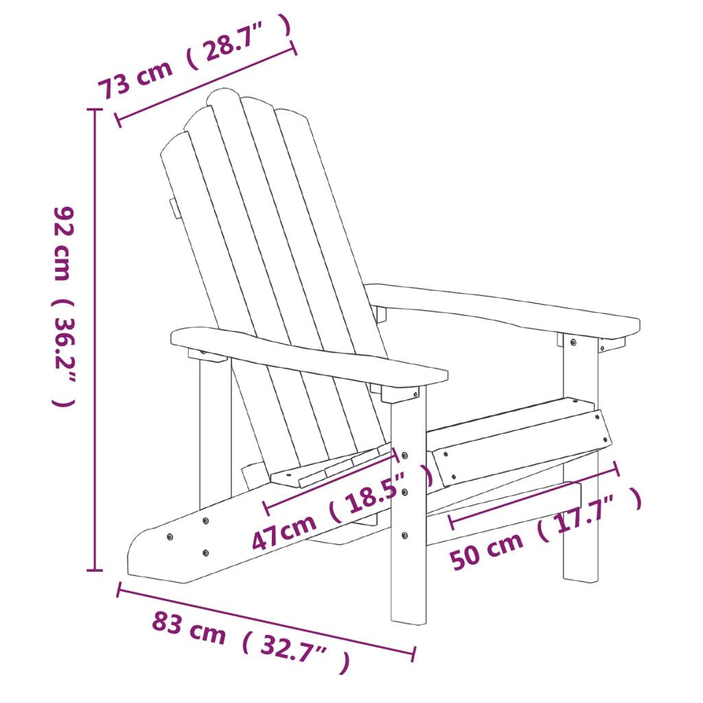 Sedia da Giardino Adirondack Blu Acqua HDPE cod mxl 16618