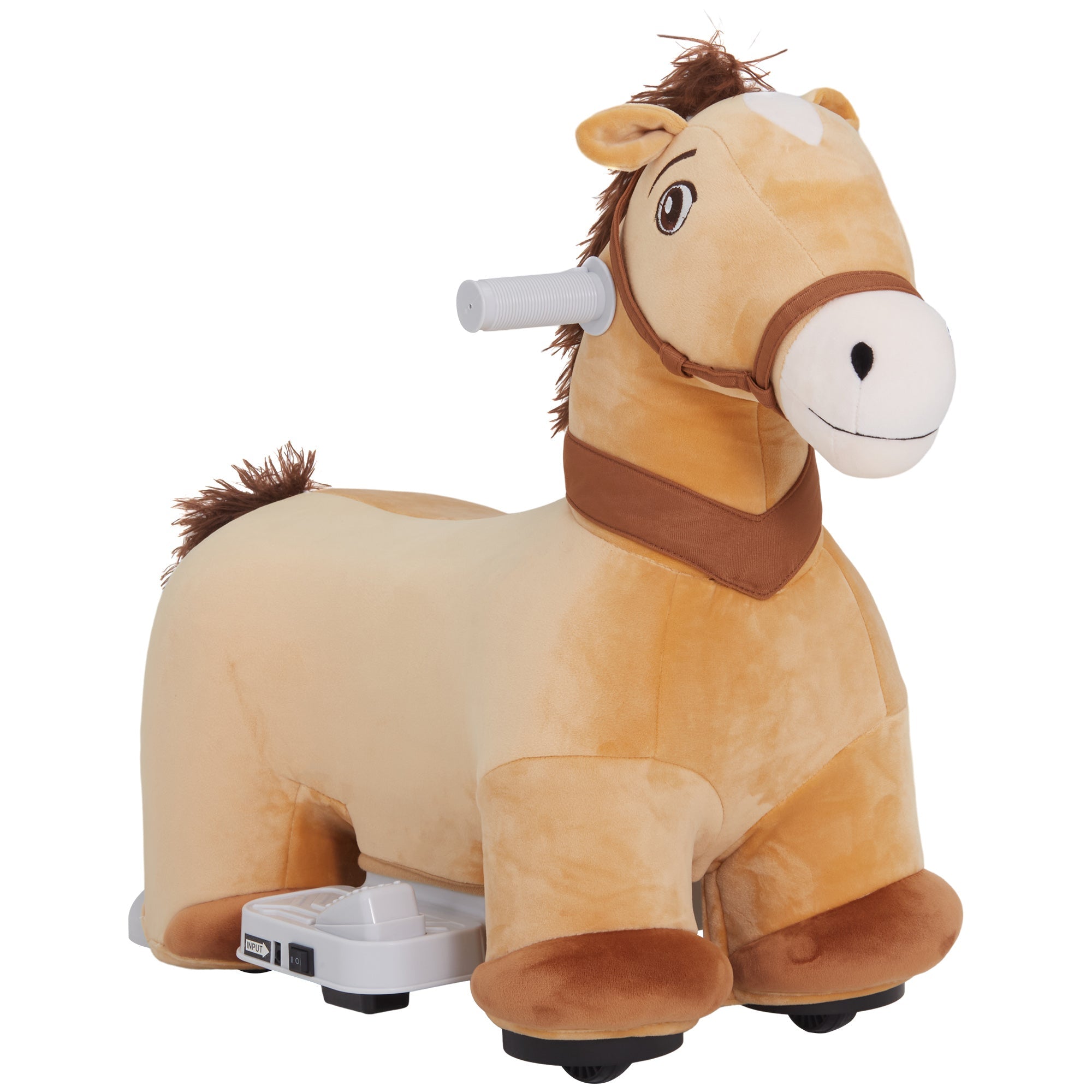 Cavallo Cavalcabile Elettrico 6V per Bambini con Ruote in PU e Musica Marrone