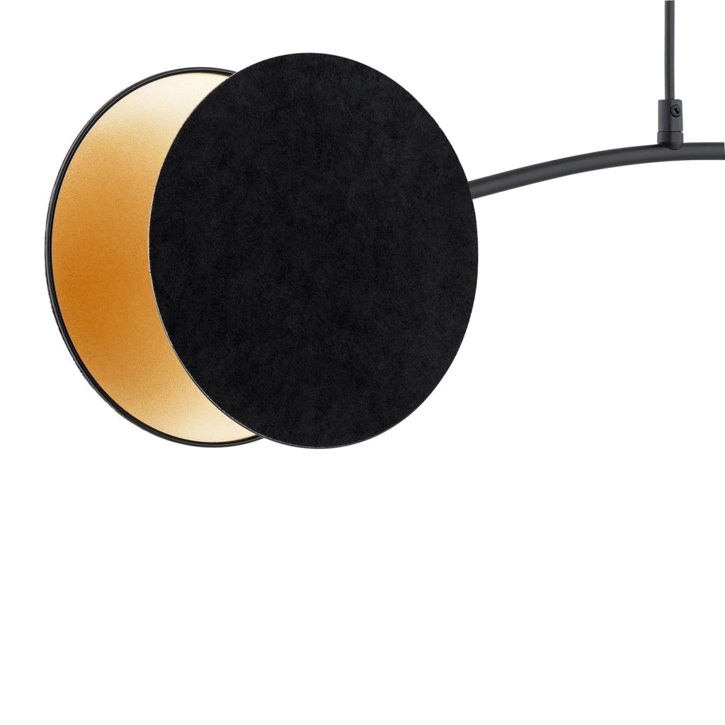 Lampada A Sospensione 2 Luci Moderna Nut In Acciaio Nero E Oro