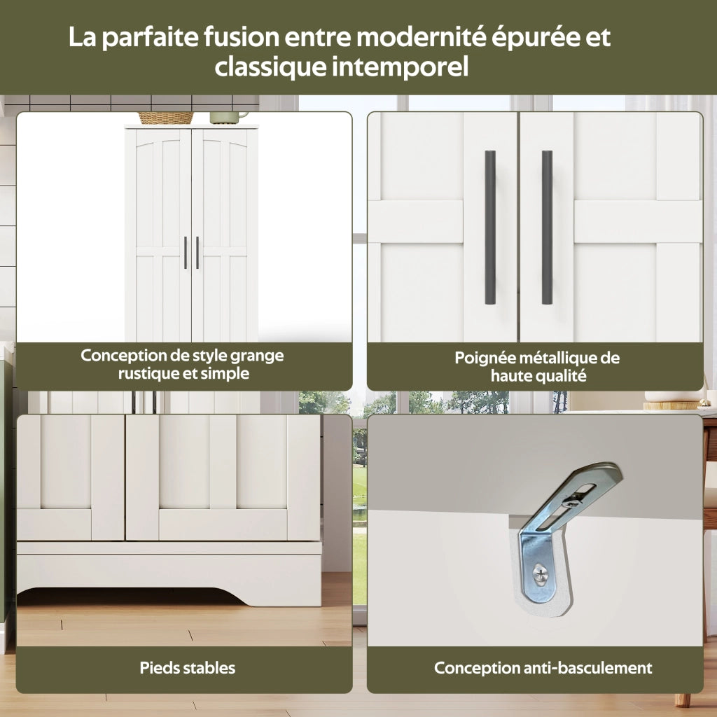 Mobile contenitore con LED sensore, 2 ante e ripiano regolabile, per cucina sala da pranzo e soggiorno, 120 × 60 × 40 cm