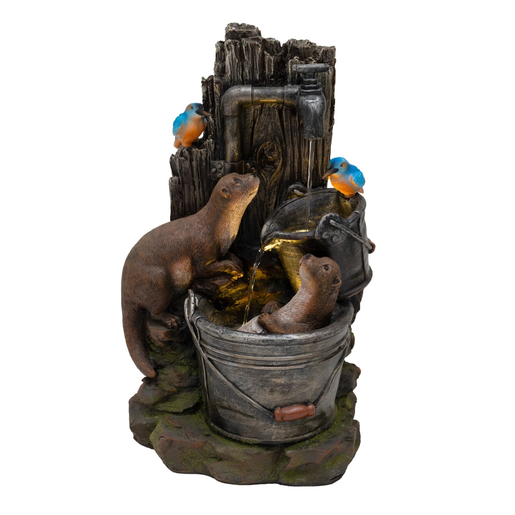 Fontana da Giardino Elettrica con LED e Cascata – Otter Oasis