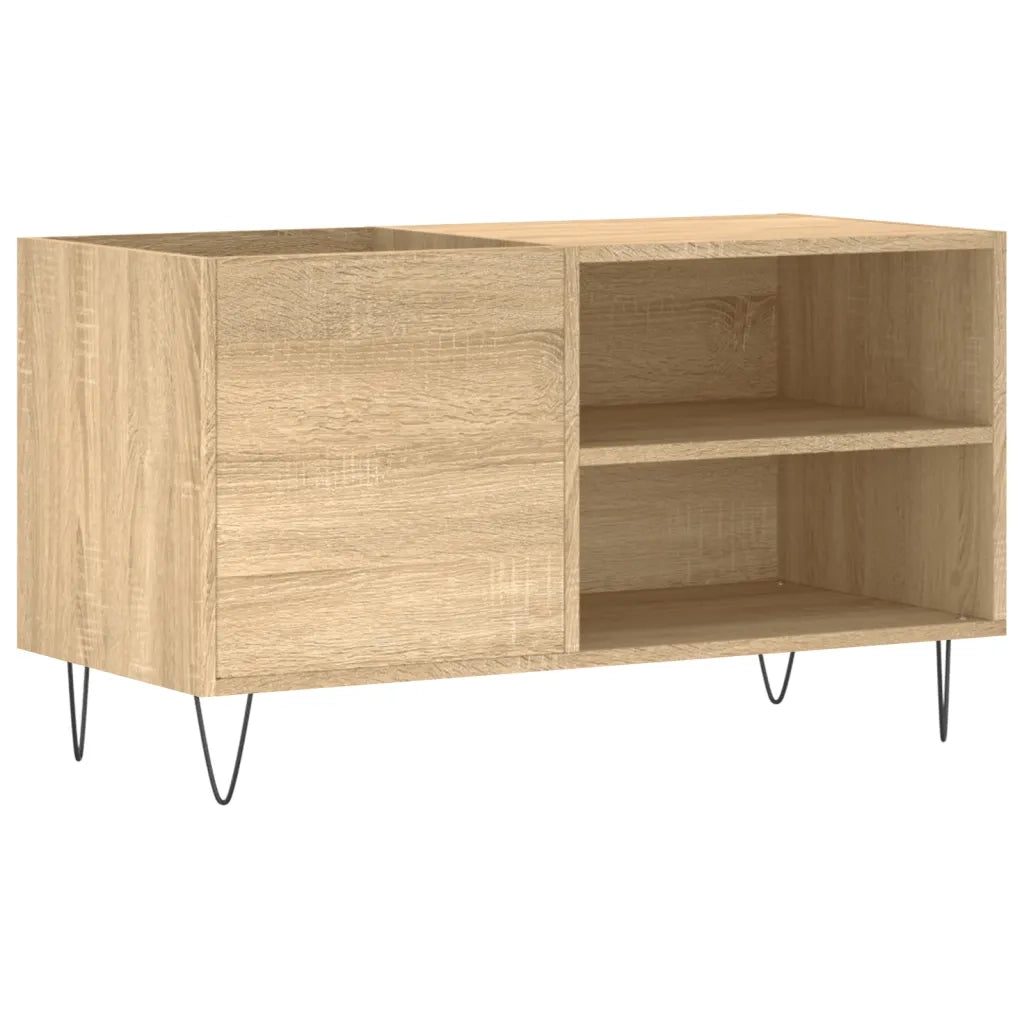 Mobile porta dischi classico con ampio spazio contenitivo 85 x 38 x 48 cm realizzato in legno composito di rovere Sonoma 02_0049110
