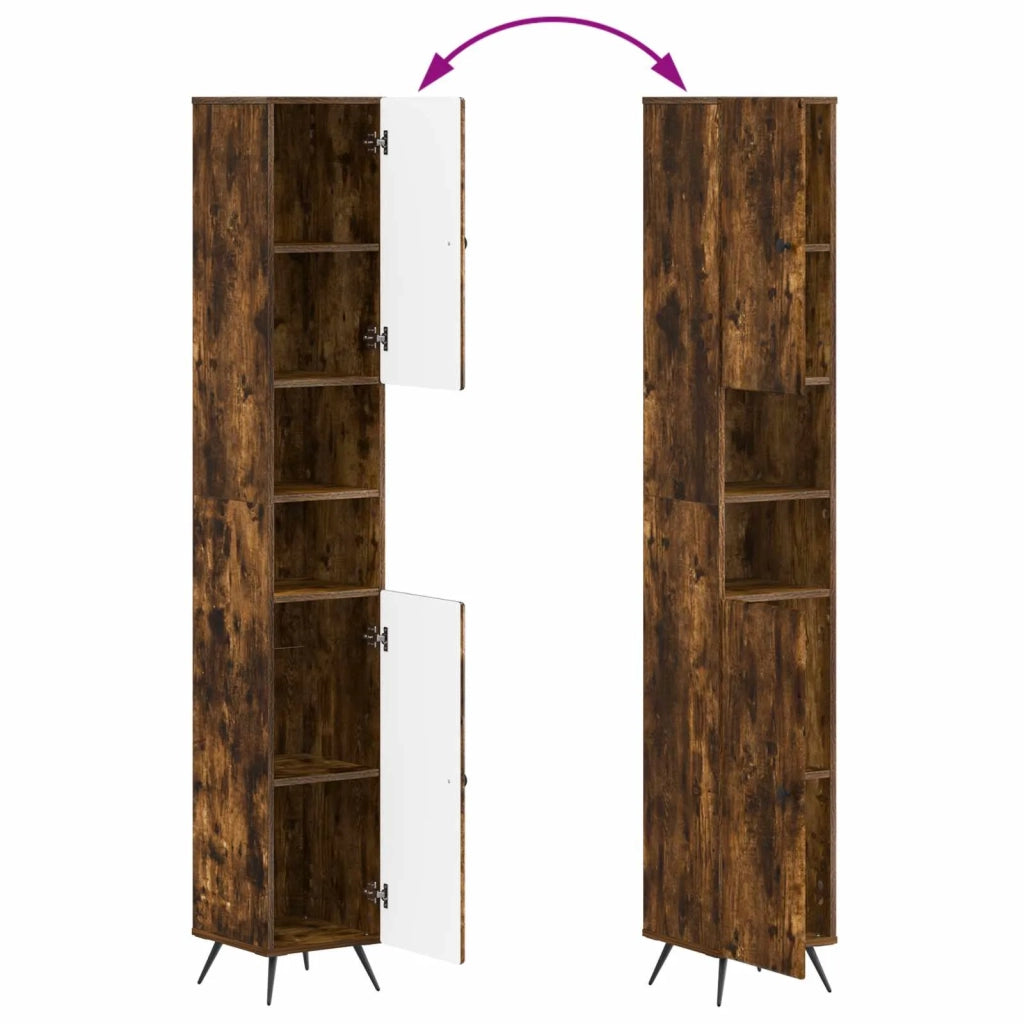 Armadio da Bagno con Ripiano Aperto BREDA Rovere Fumo 897480