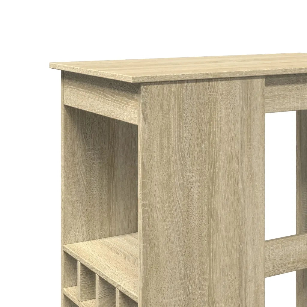 Tavolo Bar con Rastrelliera Sonoma 90x47,5x103,5 cm Multistrato