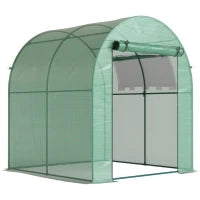 Serra da Giardino a Tunnel con Porte e Finestre Avvolgibili in PE Verde, 180x180x200cm