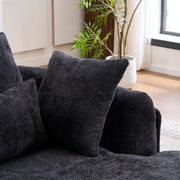 Poltrona chaise longue da interno con seduta profonda e cuscini, in chenille nera