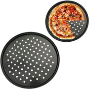 Piatto per pizza in acciaio inossidabile perforato - Antiaanbaklaag - Piatto per pizza leggero - 26 cm - Forma perfetta