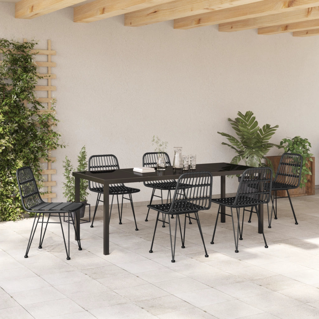 Set da Pranzo da Giardino 7 Pezzi Nero Polyrattan