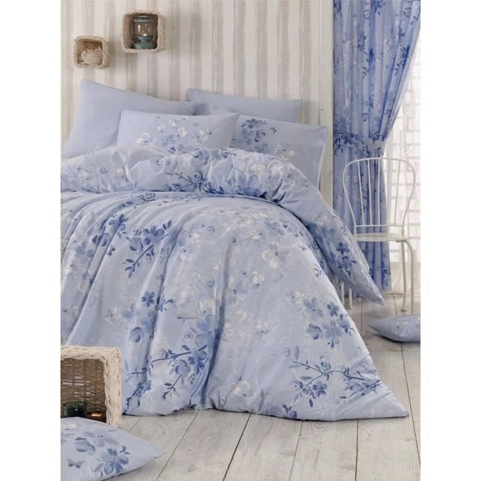 Completo letto - 1 copripiumino 220 x 240 cm + 2 federe 60 x 60 cm - 100% cotone rinforzato - Blu